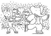 coloriage babar fait du patin